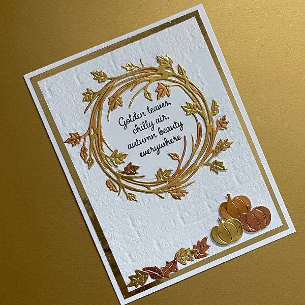 Autumn friend card, Beautiful friend card, Card for her, Fall card for him,  Elegant fall card, Gold elegance, Autumn beauty, Fall leaves,