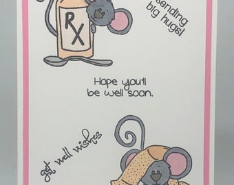 Feel better soon card, Kids get well card, Get well soon card, Childs get well card, Cute mouse card, Get well wishes, Childs get well