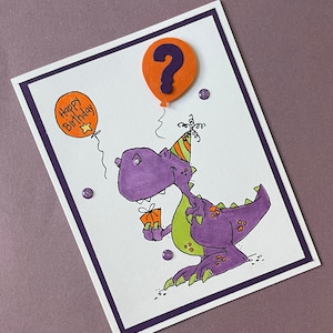 Kids birthday card, Personalize birthday number, Dinosaur Birthday Card, T-Rex birthday card, Childs birthday card, Fun dinosaur birthday