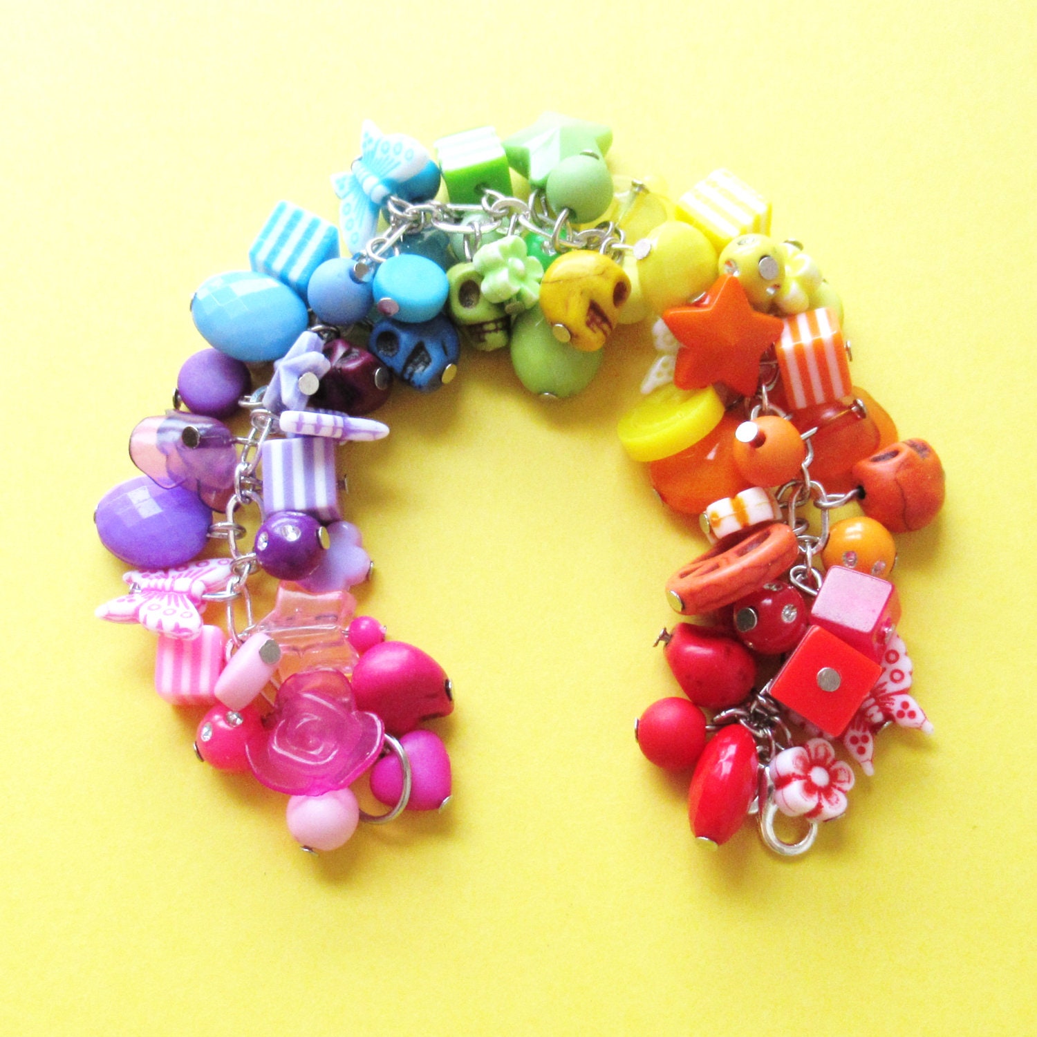 Rainbow Charm Bracelet Colourful Bracelet Kawaii Bracelet - Etsy