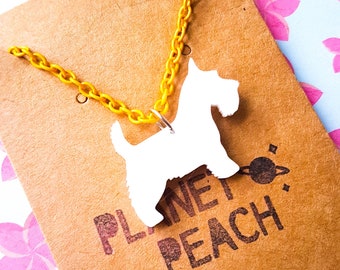 Westie dog necklace ~ Scottie dog necklace, cute dog pendant, westie pendant, white dog necklace, dog lover gift, acrylic Scottie necklace