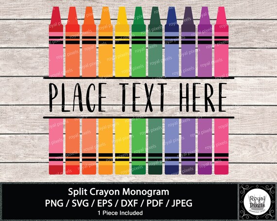 Download Crayon Split Monogram Separated Monogram Teacher Gift Etsy