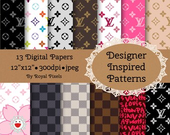 13 Digital Paper Backgrounds - Designer Inspired Patterns - Instant Download #63
