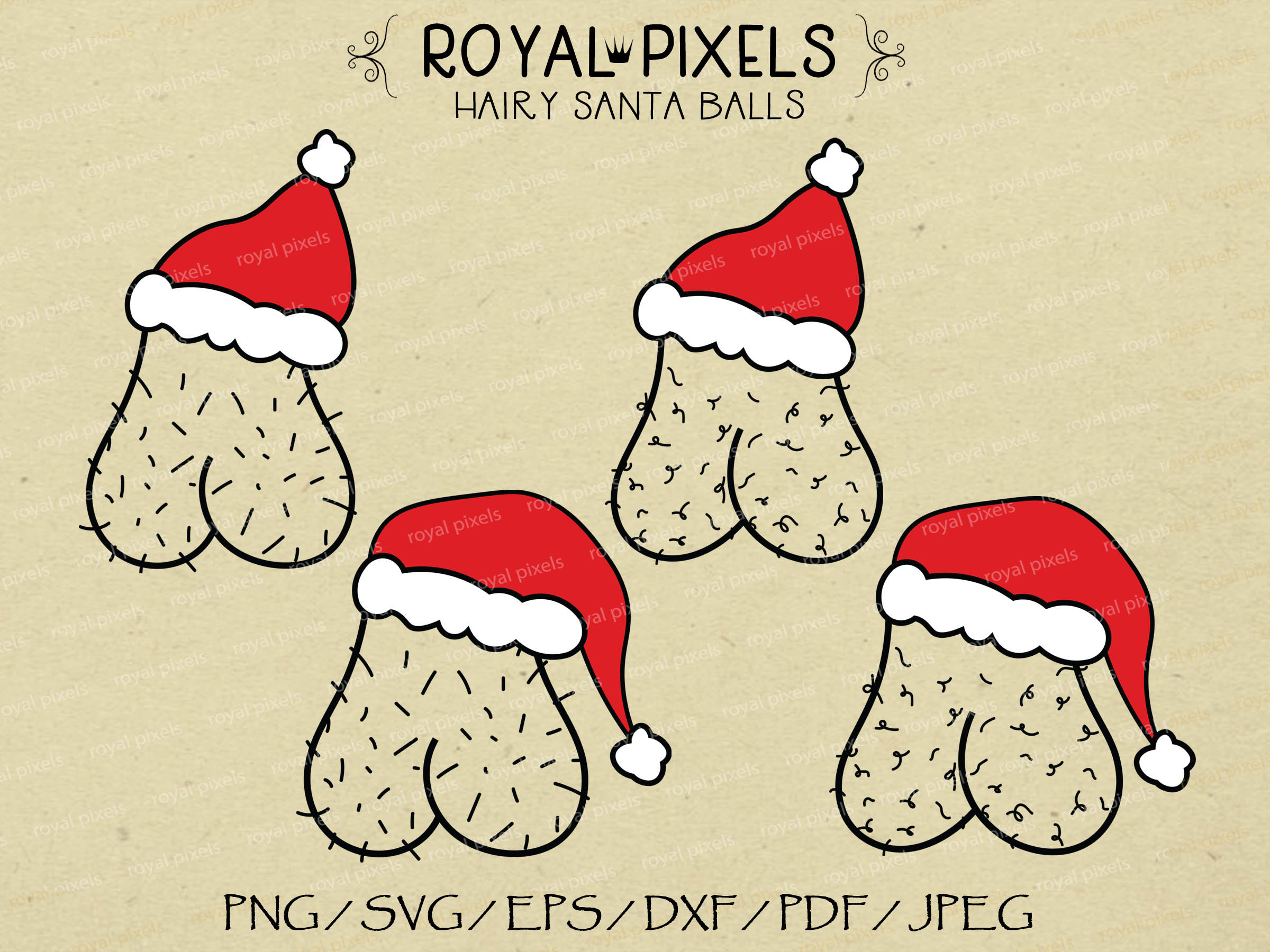 Hairy Santa Balls Clip Art Hairy Christmas Scrotum Jingle Etsy