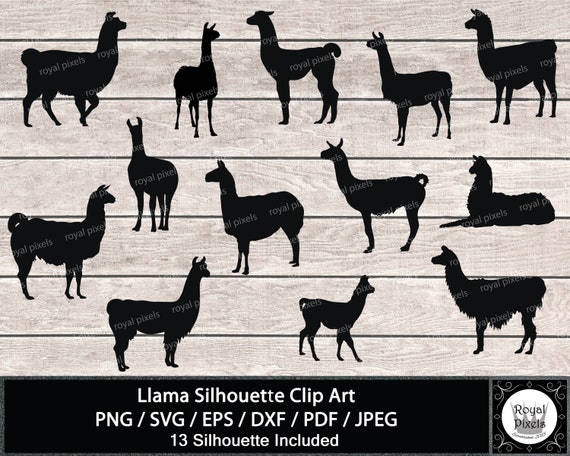 Download Llama Silhouette Clip Art Set Llama Silhouette Llama Svg 13 Etsy