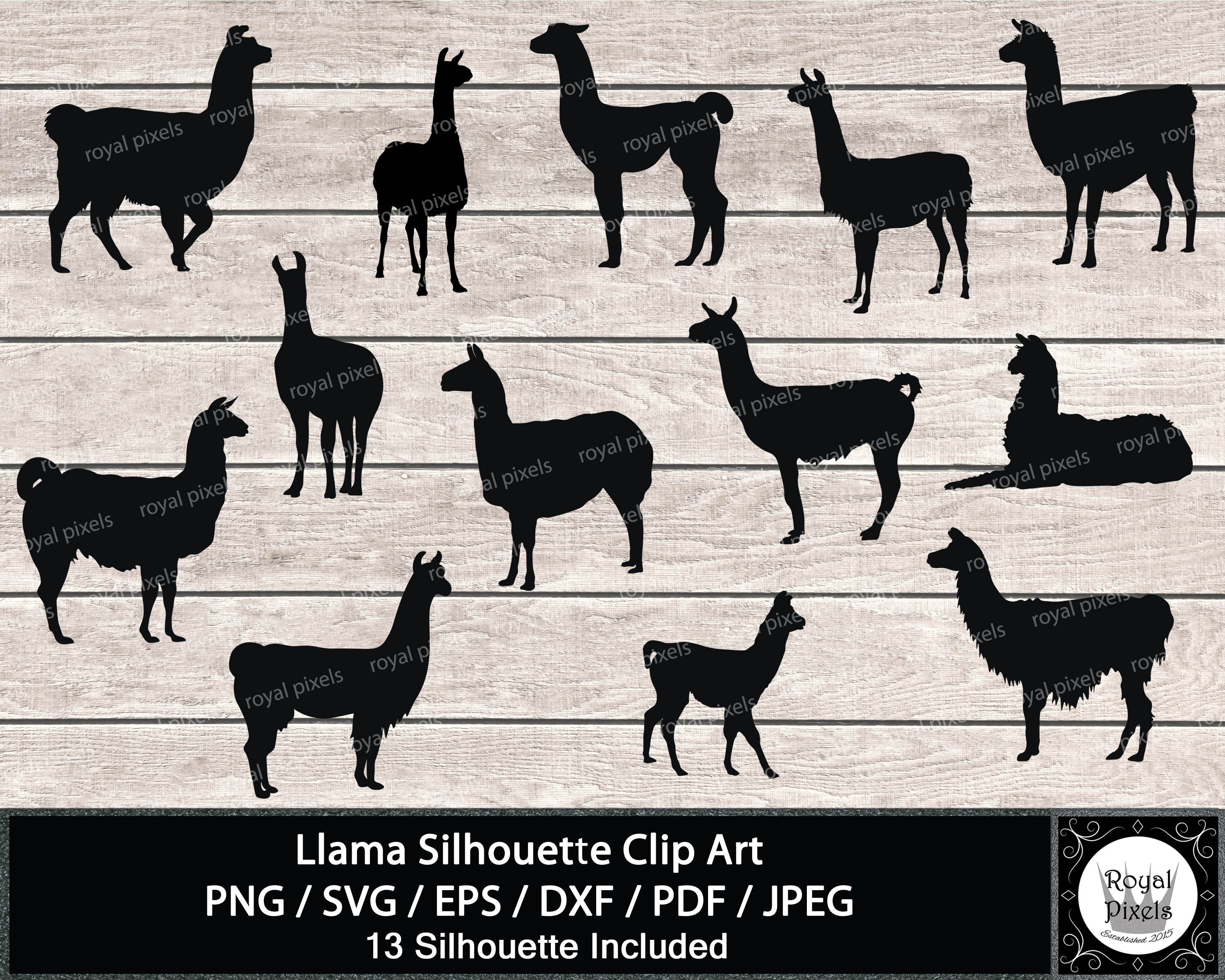 Download Llama Silhouette Clip Art Set Llama Silhouette Llama Svg 13 Etsy
