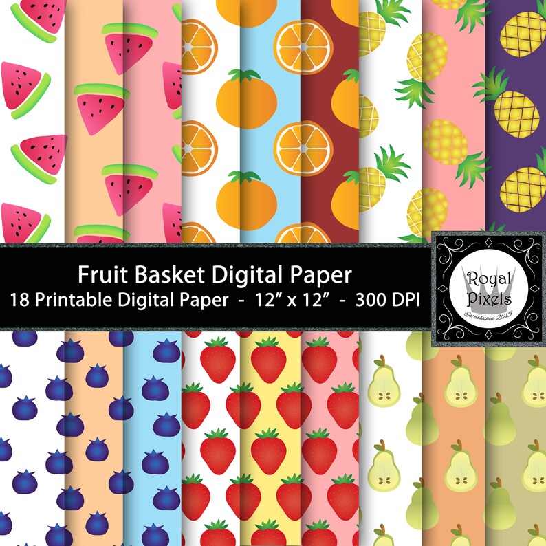 Download 18 Digital Paper Backgrounds Fruit Theme Digital Paper Etsy