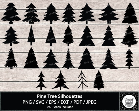 Download Pine Tree Silhouette Clip Art Christmas Tree Forest Woodland Nature Commercial Use Instant Download Svg Png