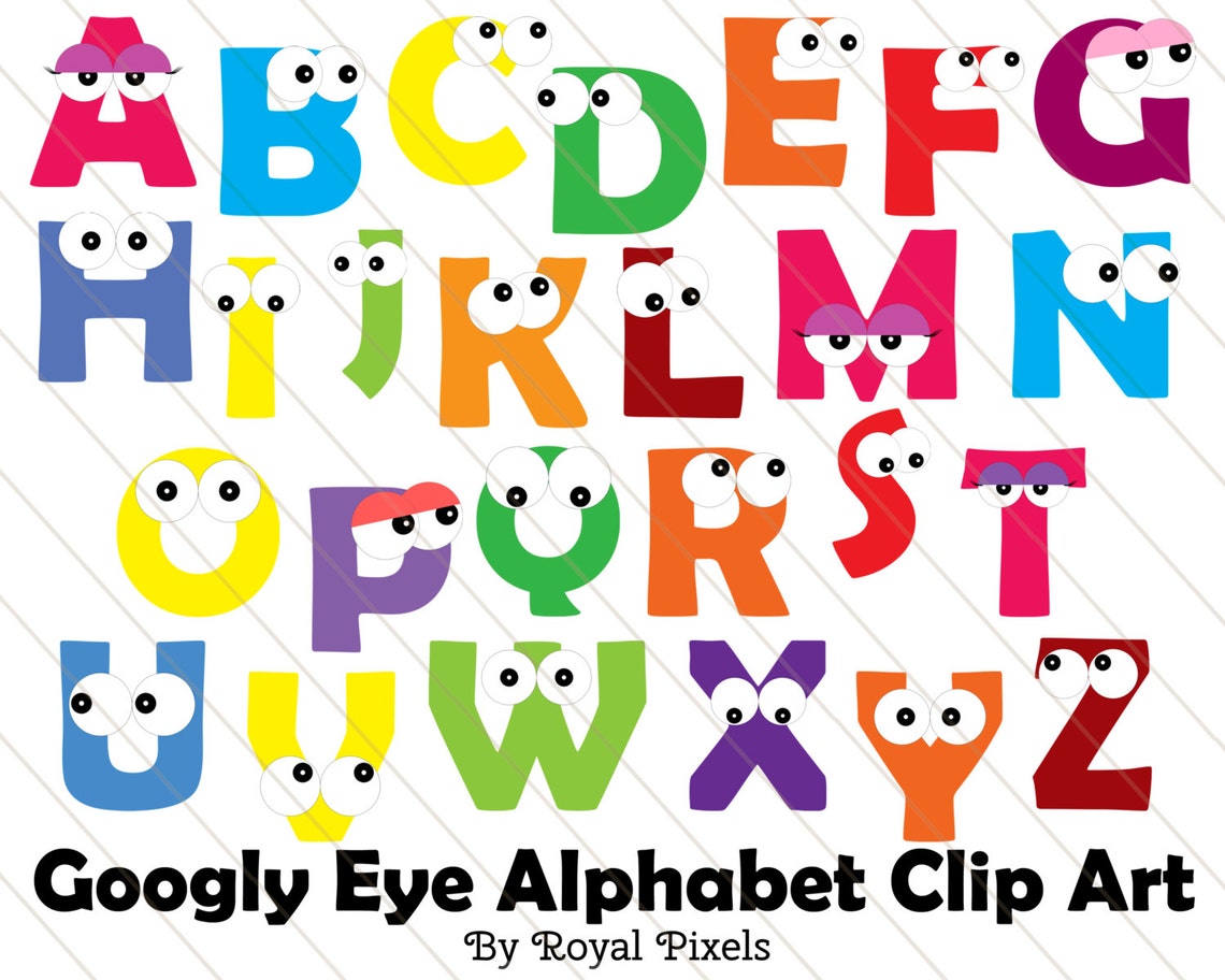 Googly Eye Alphabet UPPERCASE Clip Art 26 Letters | Etsy