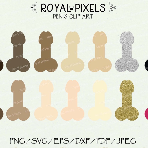 Penis Clip Art Set, 14 Penis Silhouettes, Instant Download, Digital or Printable, Cutting File, png, svg, dxf, eps, pdf & Jpeg #105