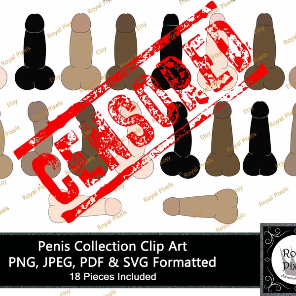 Penis Clip Art Set, 18 Fun Penis Shapes and Silhouettes, Instant Download, Digital or Printable, Cutting File, png, svg, pdf & Jpeg #1