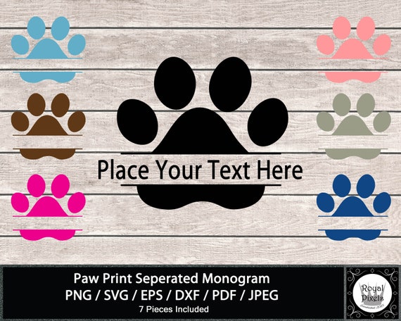 Download Art Collectibles Clip Art Cutting File Monogram Pet Paw Split Monogram Svg Png Dxf Eps Jpeg Pdf 132 Paw Print Separated Monogram Dog Paw Cat Paw
