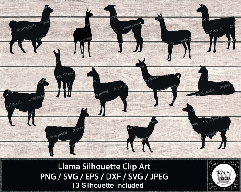 Download Llama Svg Llama Silhouette 13 Piece 7 Inches Instant Download Llama Silhouette Clip Art Set Svg Eps Dxf Pdf Png Jpeg 25 Clip Art Art Collectibles