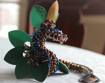 Custom Chainmail Dragon Bracelet and Sculpture Large