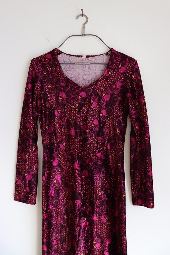 1970s Psychedelic Velvet Dress