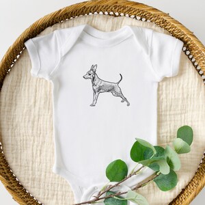 Miniature Pinscher Baby Bodysuit, Baby Shower Gift, Cute Baby Clothes, Min Pin Gift, Mini Pin Dog Baby Grow