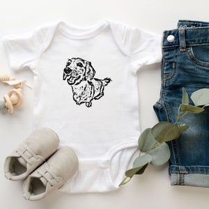 Long Haired Dachshund Baby Bodysuit, Dachshund Baby Clothes, Dachshund Gift, Baby Shower Gift, Wiener Dog Baby Grow, Cute Sausage Dog