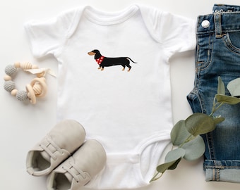 Dachshund Baby Clothes, Dachshund Baby Bodysuit, Dachshund Gift, Cute Wiener Dog Baby Romper, Unisex Doxie Baby Gift, Dachshund Babygrow