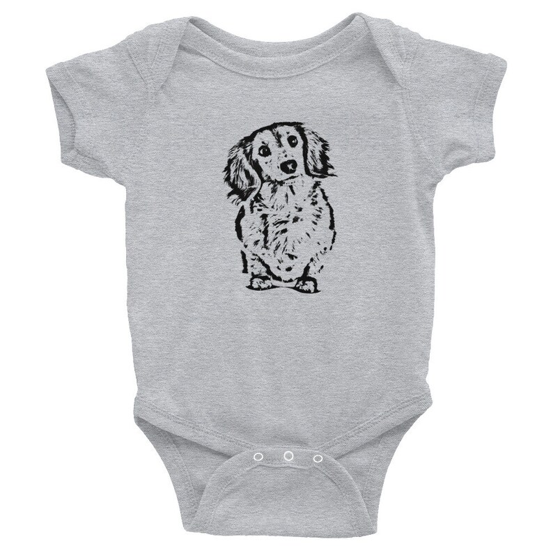 Long Haired Dachshund Baby Clothes Dachshund Baby Bodysuit Etsy UK
