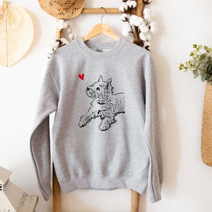 Westie Sweatshirt, Cute Westie Gift For Women Men, Unisex Westie Dog Sweatshirt, Westie Print, West Highland Terrier
