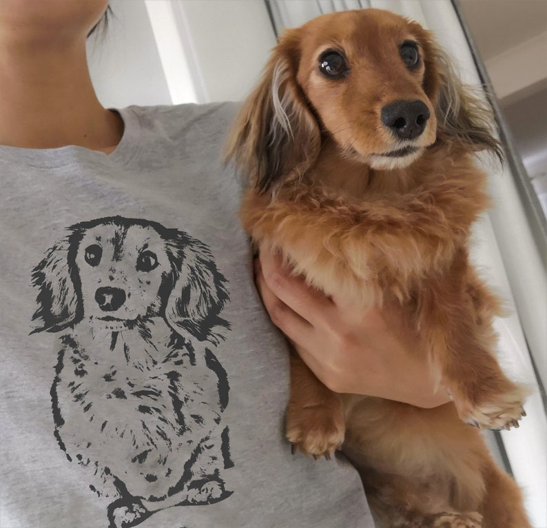 Long Haired Dachshund Head Tilt T-Shirt, Cute Dachshund Gift, Wiener Dog Shirt, Doxie Mom Shirt, Long Haired Dachshund Shirt image 8