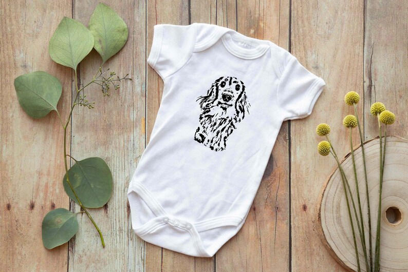 Long Haired Dachshund Baby Bodysuit Dog Sibling Cute Baby Etsy