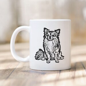 Long Haired Chihuahua Mug, Chihuahua Gifts For Mom, Chihuahua Dad, Dog Lover Gifts, Long Hair Chihuahua Art, Dog Coffee Mug 11/15oz