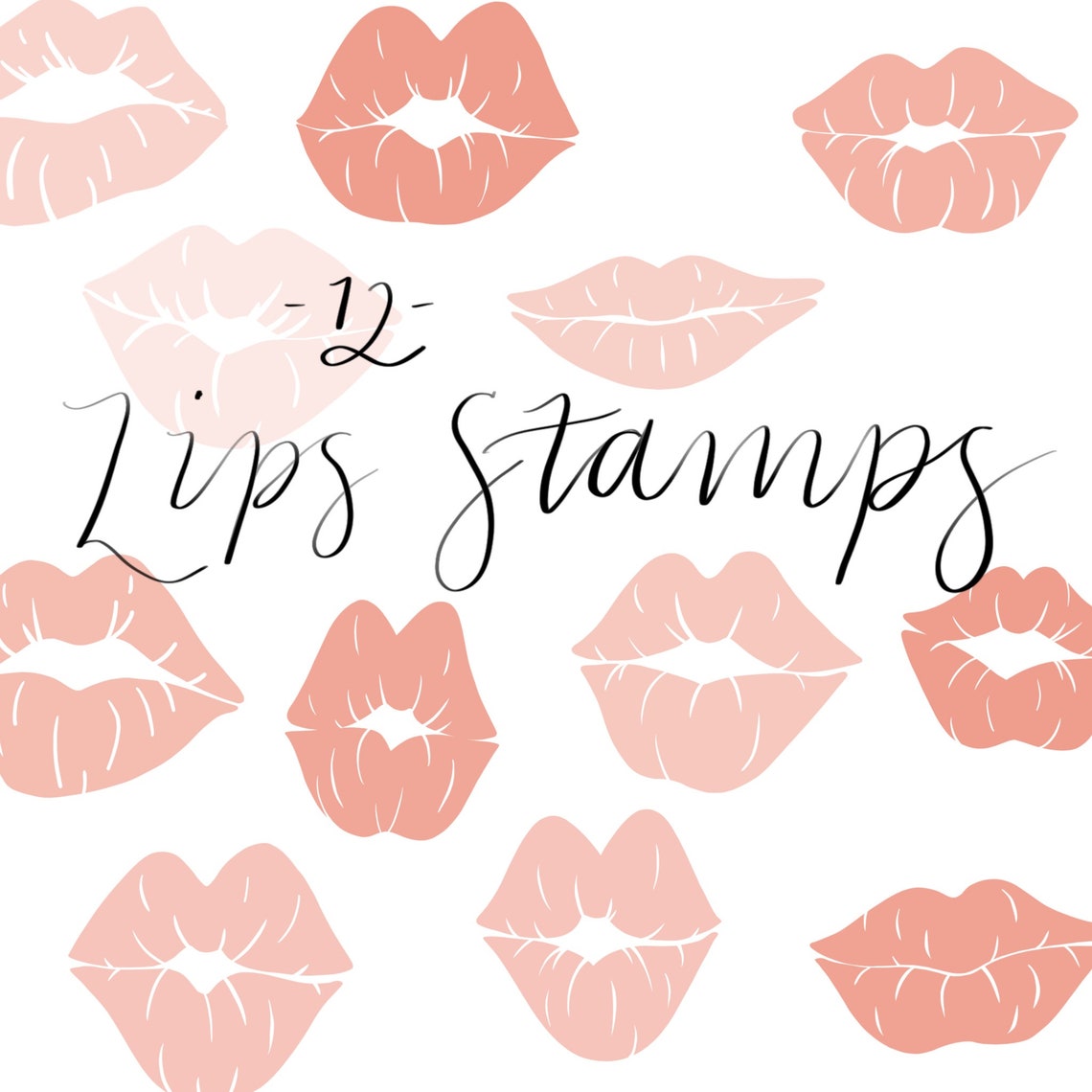 12 Procreate Valentines Kiss Lips Stamps Etsy Norway