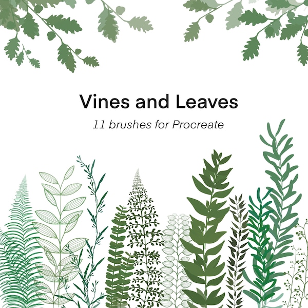 11 Procreate Vines and Leaves Brushes