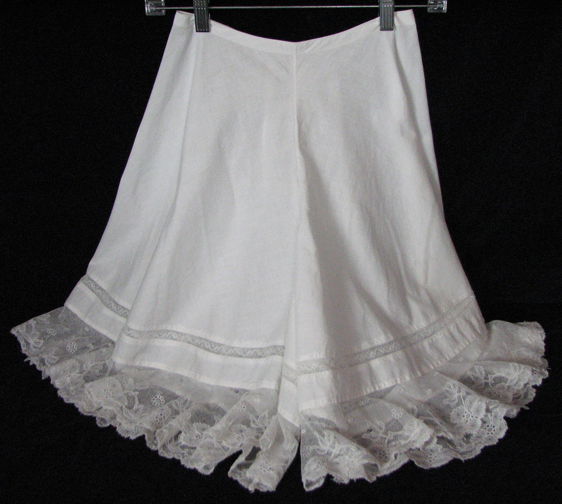Delicate 1900's Pantaloons/Undergarments/Bloomers - Lace Insertion - Embroidery - Trim - Sheer Cotton Lawn