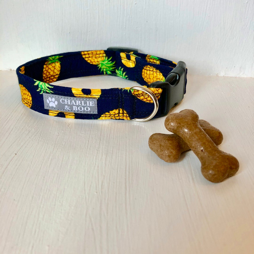 Pineapple Dog Collar Navy and Yellow Dog Collar Girl or Etsy