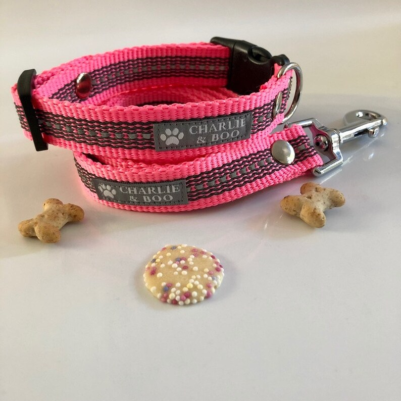pink reflective dog collar