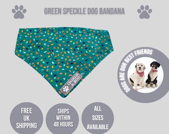 Green spotty over collar dog bandana, Green dog bandana, green dog collar bandana, green bandana for dogs, over collar dog bandana