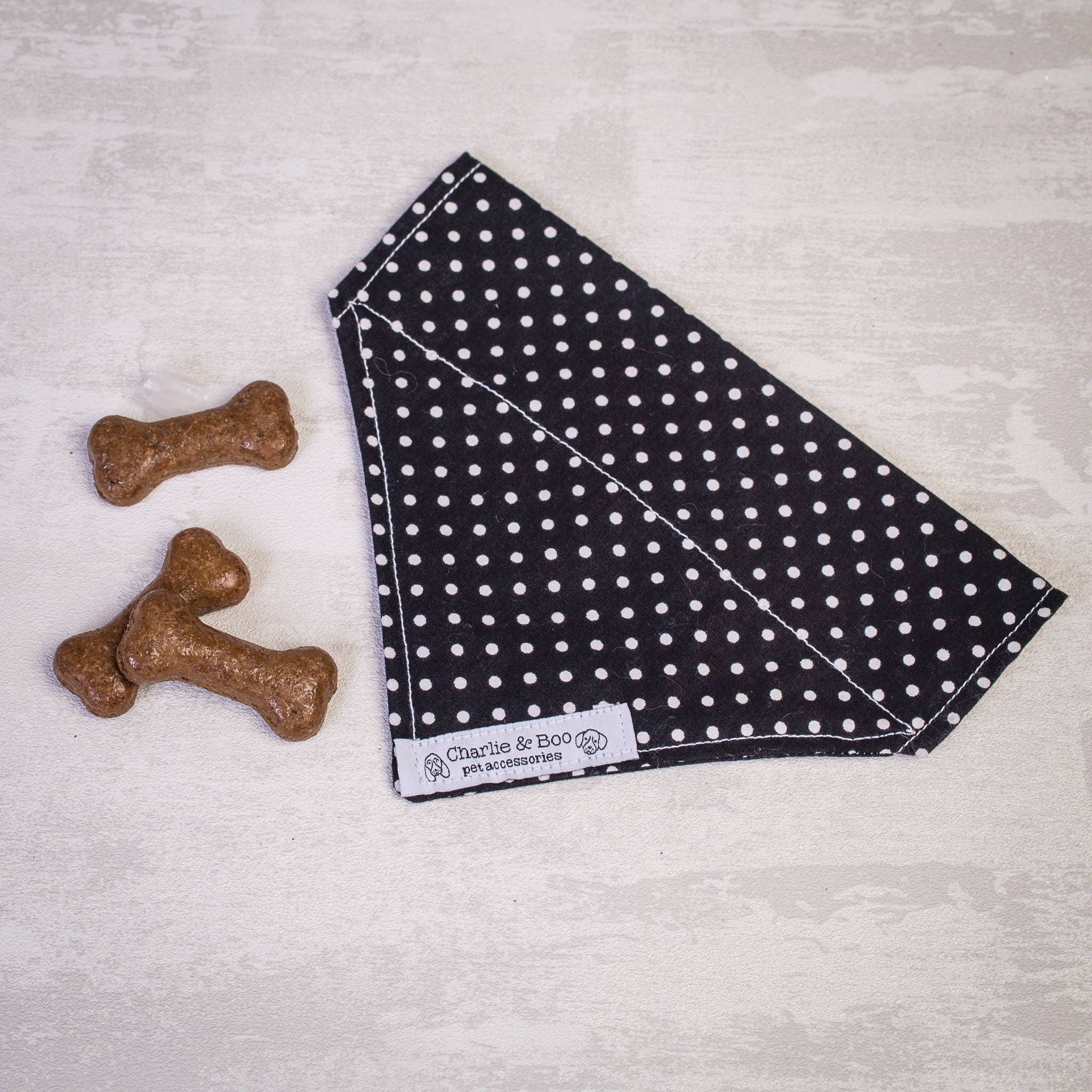 Black dog bandana Polka dot dog bandana Puppy bandana Etsy