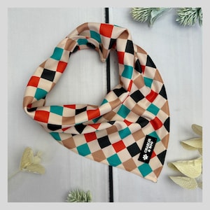 Patchwork/Plaid orange fabric dog bandana, Green pet neck tie, Puppy neck scarf, Girl or boy dog bandana,Small to large size dog accessories
