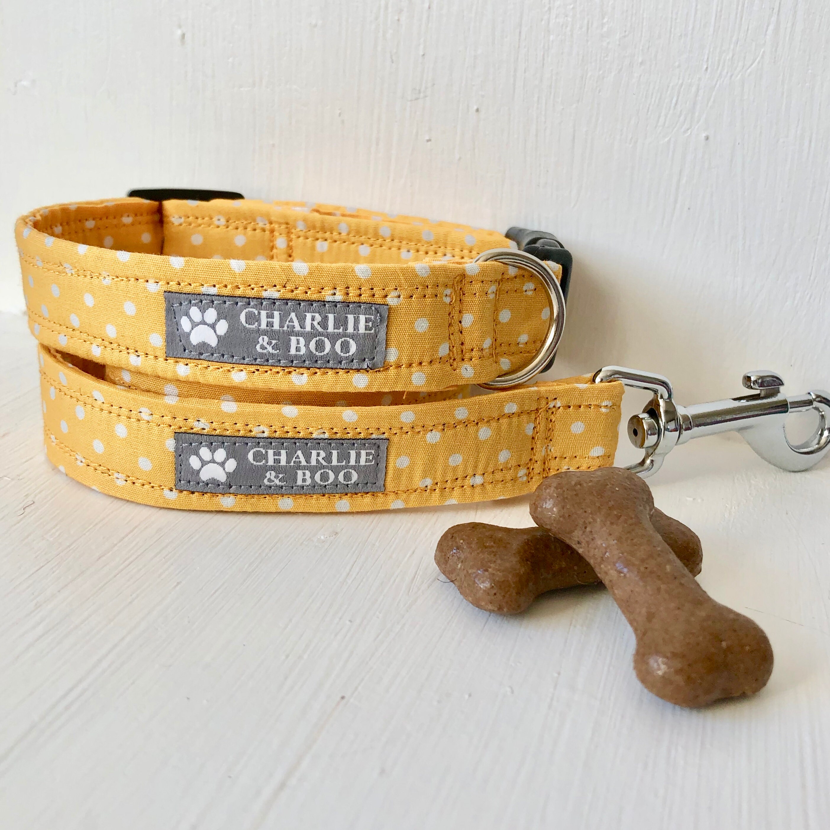 Yellow Polka Dot Dog Collar and Lead Dog Collar Dog Lead Etsy UK