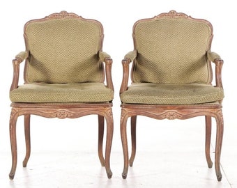 Set of 3 Louis XV Style Beech Arm Chairs from Early to Mid 20th Century
