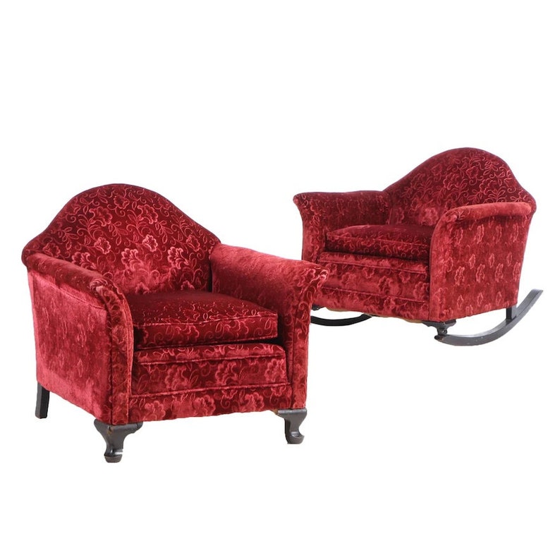 3piece Art Deco Sofa, Club Chair & Rocker Set in Devoré Velveteen, 1930 Etsy