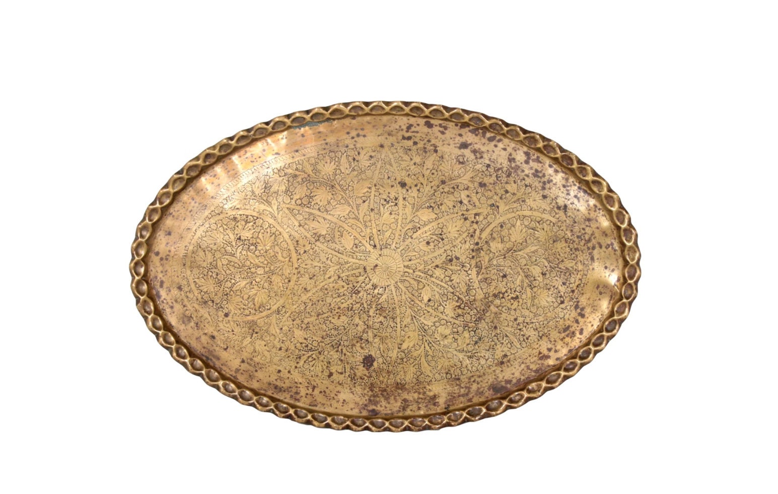 Moroccan Brass Tray / Tabletop-  Handmade Large Oblong