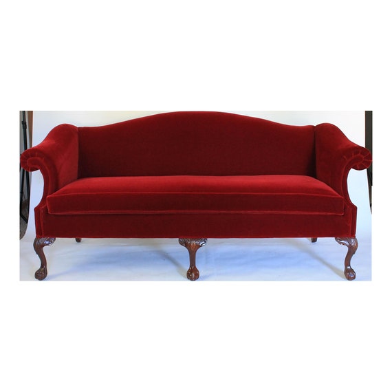 Velvet on sale camelback sofa