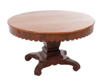 American Tiger Maple Pedestal Table on Scroll Feet American Tiger Maple Pedestal Table on Scroll Feet