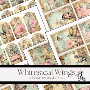 Ailes fantaisistes à imprimer : ailes de fée à imprimer : cartes et étiquettes pour carnet printanier pour créations forestières fantaisistes