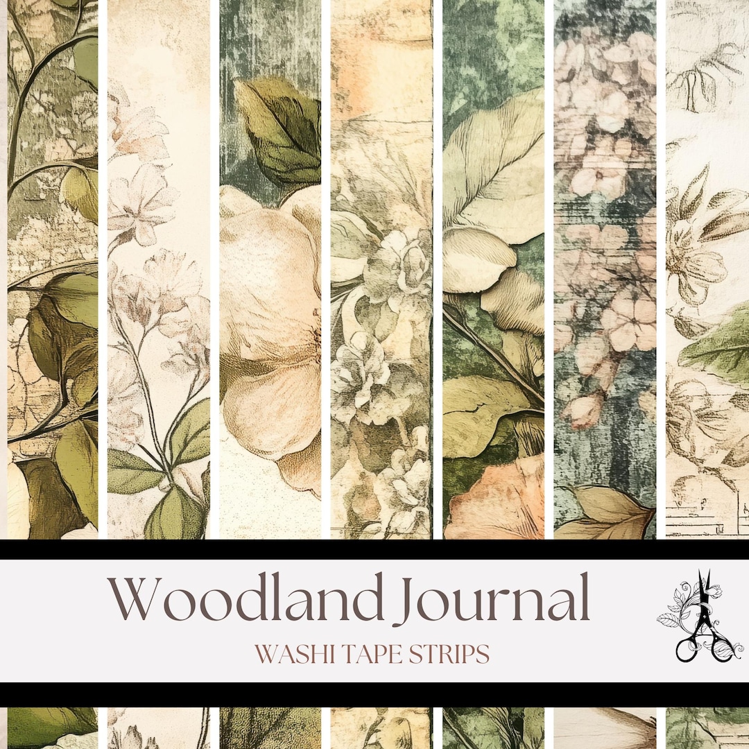 Woodland Journal Printable Washi Tape Strips: Digital Ephemera for Junk ...