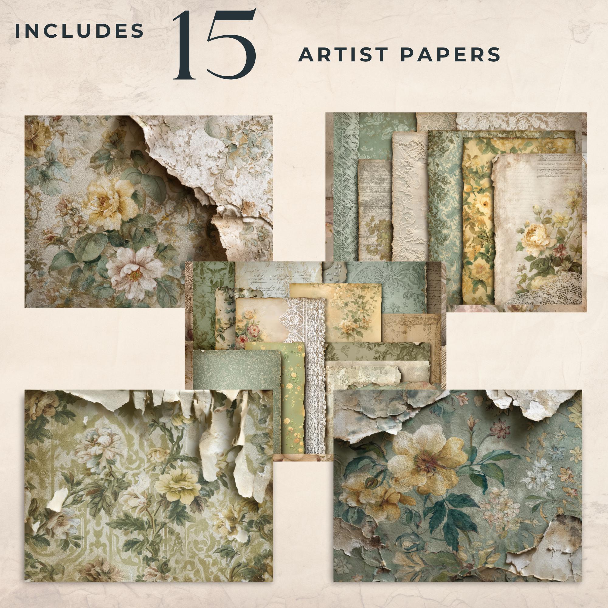 Victorian Wallpaper Digital Paper Set: Junk Journal Scrapbook Pages ...