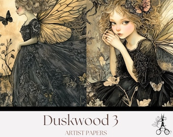 Gothic Fairy Junk Journal Pages: Dark Woodland Printable Artist Papers (Digital Download)