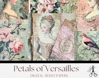 Pacote de papel digital Versailles: itens vintage franceses para diários antigos (download digital)