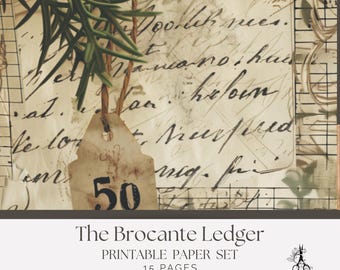 Brocante Ledger Junk Journal Pages – Rustic French Market Textures (Digital Download)