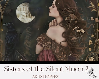 Victorian Witchy Junk Journal Pages: Sisters of the Silent Moon - Printable Background Papers (Digital Download)