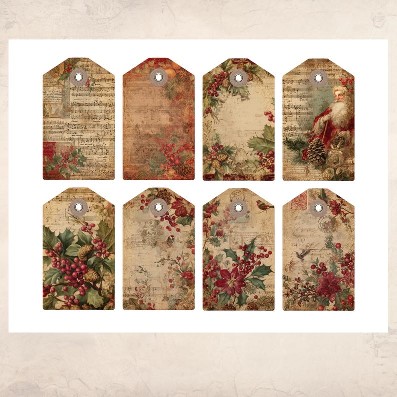 Yuletide Tag Victorian Yuletide Gift Tags: Printable Tags for Holiday Christmas ...