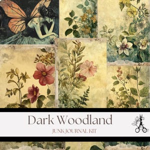 Forêt sombre - Kit de journal numérique indésirable - Kit de journal féerique gothique pour scrapbooking sorcier - Imprimables